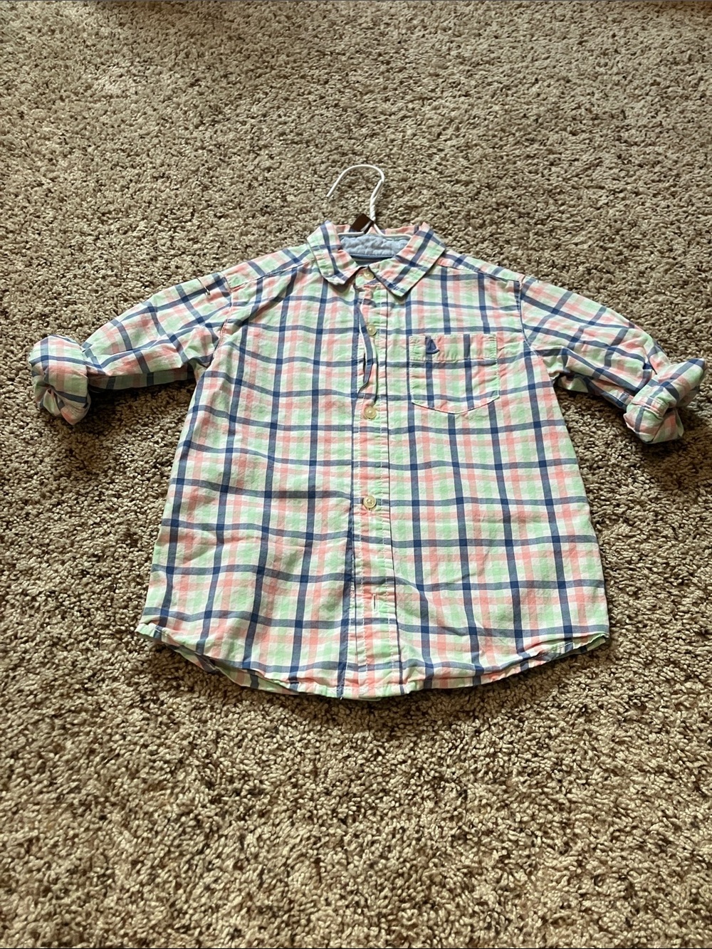 Kids Plaid Button-Up Shirt in Pastel Multi-Color